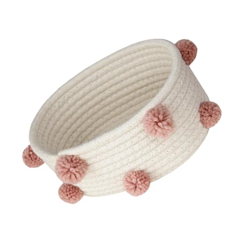 SOIMISS Cesta de Almacenamiento Tejida de Algodón Rosa Pequeño para Cosméticos Organizador Creativo para Escritorio Cesta Decorativa Nórdica Multifuncional