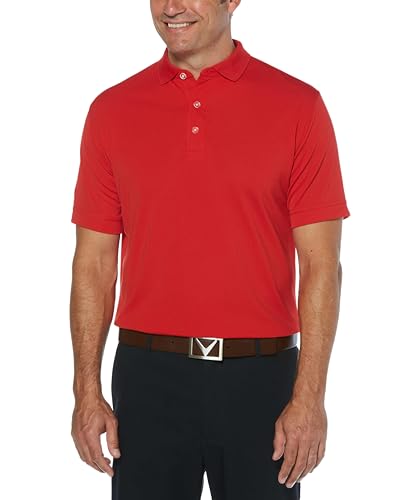 Callaway Mens Short Sleeve Stretch Ottoman Performance Golf Polo, Moisture-Wicking, Sun Protection (Available in Big & Tall)