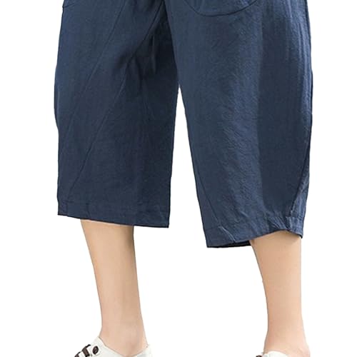 Shorts casuales de algodón y lino para hombre 3/4 miniatura 7