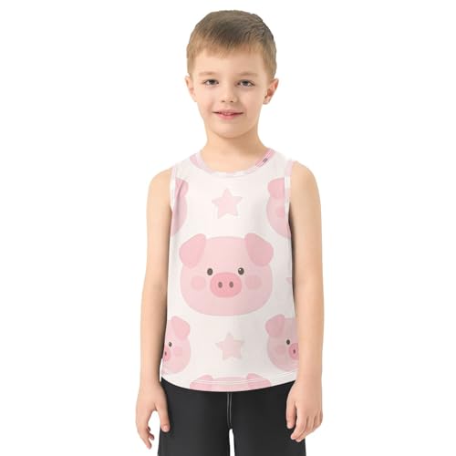 susiyo Cute Cartoon Pigs Pattern Boys Sleeveless Tank Top Girls Athletic T Shirt2