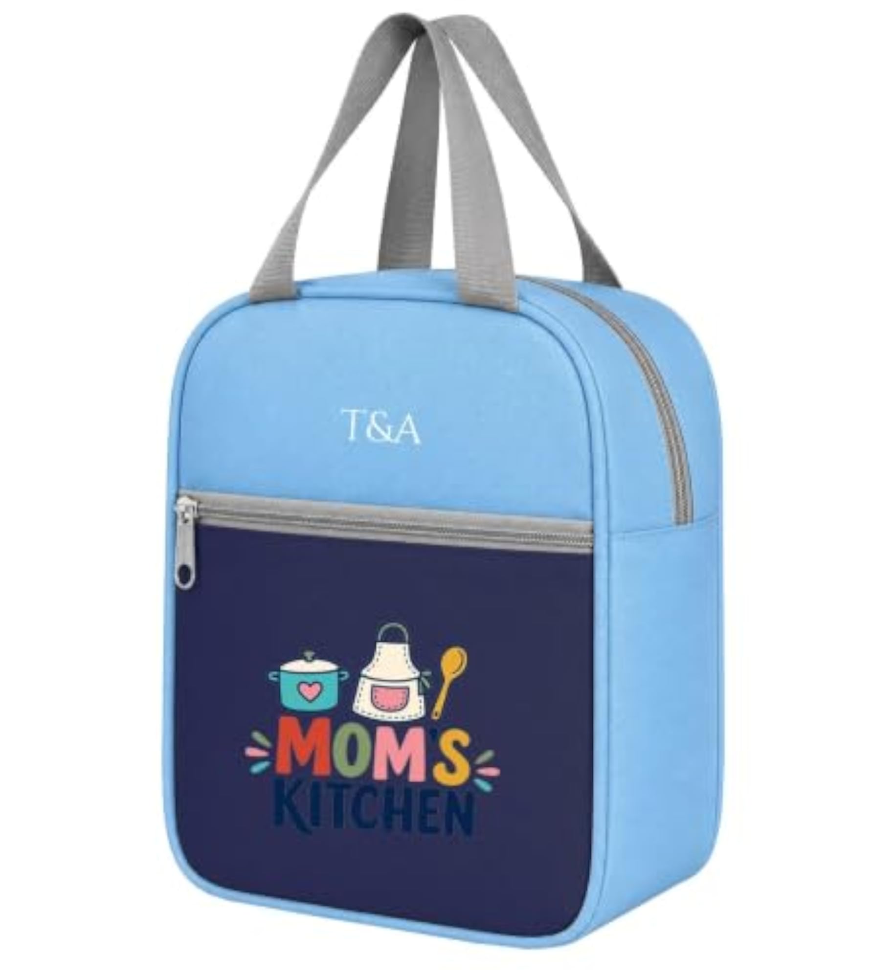 Portable Reusable Lunch Bag with Front Pocket and Zipper