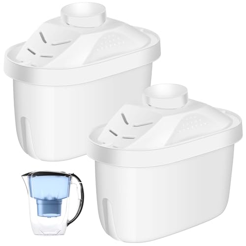 Tujoe 2 Pcs Alkaline Water Filter Replacement Alkaline Water Pitcher Replacement Cartridge for Healthy Drink 7 Stage Filtration System to Purify