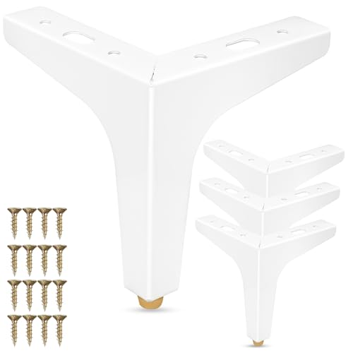 La Vane Patas de metal para muebles, juego de 4 patas de metal modernas de hierro y diamante, para muebles, reemplazo de bricolaje, color blanco para armario, sofá, silla, otomana