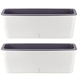 SINJEUN 2 Pack Rectangular Self Watering Planter 17 x 6 Inch, Rectangular Self Watering Flower Plant Pots with Drainage Holes, Garden Window Sill Planters Flower Pot for Indoor Outdoor Use