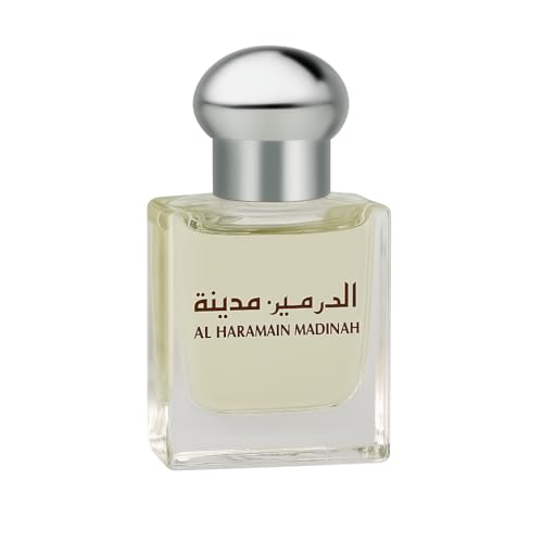 Al Haramain Madinah 15ml Perfume Oil | Arabic Oriental Attar Oil for Women and Men | Alcohol-Free Floral & Woody Fragrance | Long-Lasting Concentrated Body Scent