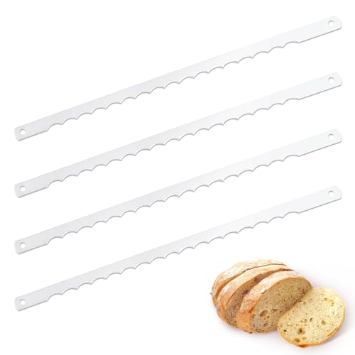 Generic 4-Pack Bread Bowl Knife Blades - Stainless Steel Replacement Blade for Wooden Bread Knife - Knife Blades Set with Serrated Bread Blade - Rustproof Bread Slicer, Silver