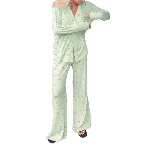 Pyjama pour femme pantalon long ensemble vêtements de nuit doux col rabattu chic