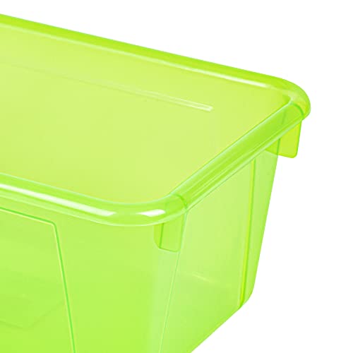 Image of Storex Small Cubby Bins - Plastic Storage Containers for Classroom, 12.2 x 7.8 x 5.1 inches, Candy Green, 5-Pack (62477A05C)