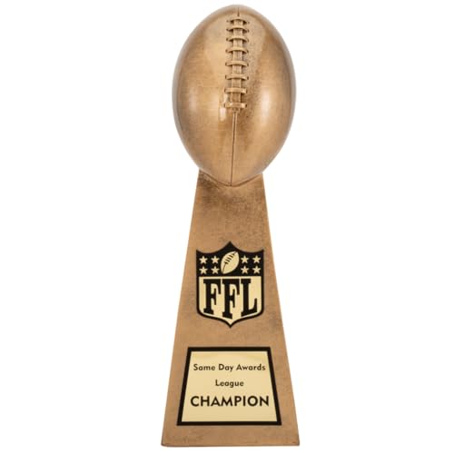 Same Day Awards Lil' Vince Gold Fantasy Football Trophy - Customizable 10.75' Replica Tower Award for Fantasy Football League Champion Draft Parties End of Season Trophy