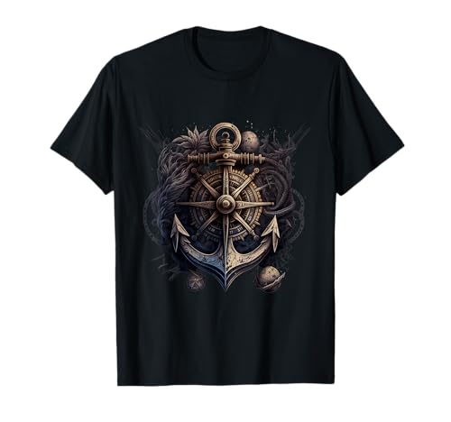 Anker und Kompass vom Segelschiff maritim Meer Kapitän T-Shirt