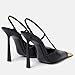 THESHY Womens Slingback High Heels Metal Pointed Toe Leather High Stiletto Heel Pumps Slip on Elastic Strap Fashion Dress Shoes for Women Black