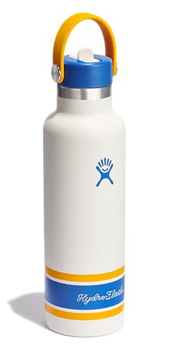 Image of Hydro Flask Water Bottle - Insulated Stainless Steel - Standard Mouth Flex Straw Lid, Non Spill, Leakproof and Refillable in 21 Oz Campus Ivory
