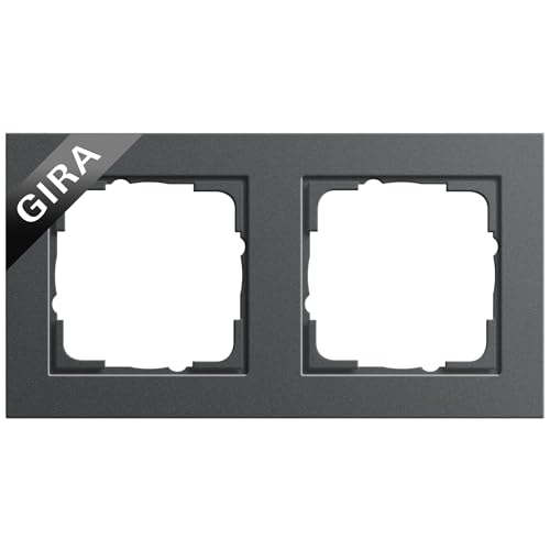 GIRA 021223 Abdeckrahmen 2fach E2 Anthrazit | Rahmenabdeckung für Schalter & Steckdosen | kompatibel mit Gira E2 & System55 Einsätzen | Thermoplast bruchsicher | Profi Elektroinstallation