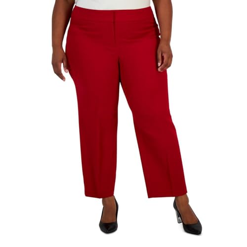 Kasper Womens Plus Slim Ankle Dress Pants Red 24W