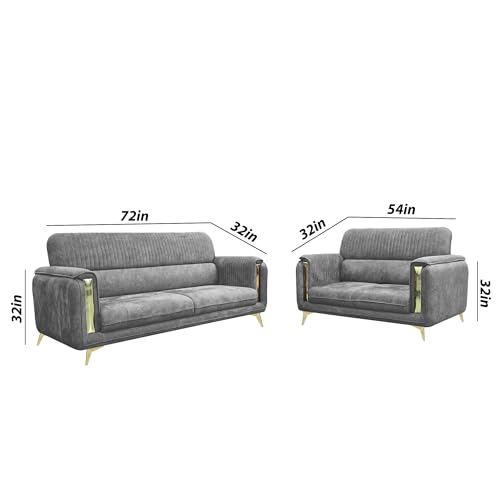 Image of Casaliving Gelio 3+2 Seater Sofa Set for Living Room (Dark Grey Colour) Premium Fabric Sofa