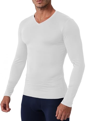 Men's Compression Shirt V Neck Long Sleeve Workout Shirts Cool Dry Athletic Gym Undershirts Active Sports Baselayer Tops3