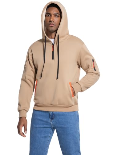 Leidowei Men's Hoodies Casual Pullover Hooded Sweatshirt Long Sleeve Quarter Zip Hoody Tops With Kangaroo Pocket4