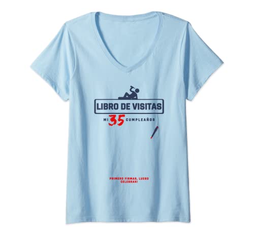 Mujer 35 cumpleaños - 35 años - Libro de visitas de fiesta 35 años Camiseta Cuello V