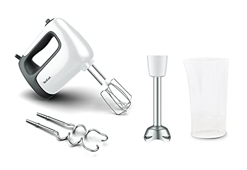 Tefal HT462138 Prep'Mix + Handmixer | Ideal für leichte und zähe Zubereitungen | Leistungsstarker 500-W-Motor | 5…