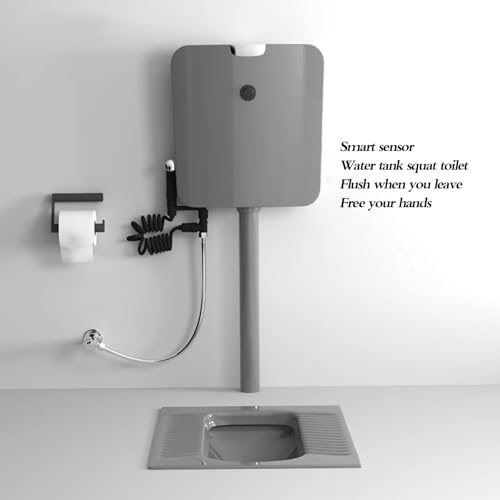 Inodoro en cuclillas gris: acero inoxidable, acabado brillante, montado en piso, juego completo con accesorios miniatura 5