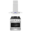 Cosmo 2-Pc Kitchen Appliance Packages, 30" Freestanding Gas Range and 30" Island Range Hood