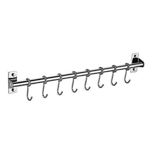 Estante para utensilios montado en la pared Riel de cocina colgante de acero inoxidable con ganchos extraíbles 6/8/10 Organizador de suspensión-1