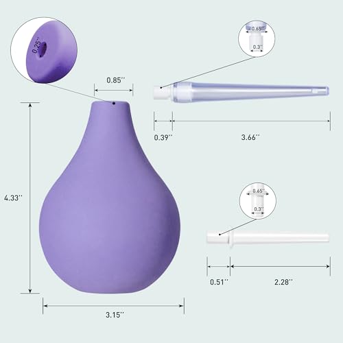 Image of TopQuaFocus 8oz Enema Bulb Kit Anal and Vaginal Douche Bulb for Men Flushing System Enemas Silicone Bulb 4 Replaceable Tips (Purple, 224ml)