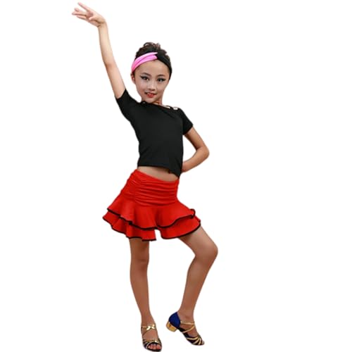 Tenue de danse latine fille : ensemble haut manches courtes et jupe évasée
