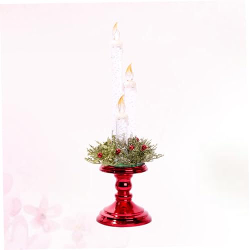 Velas navideñas rojas sin llama con candelabro LED electrónico para decoración del hogar 4