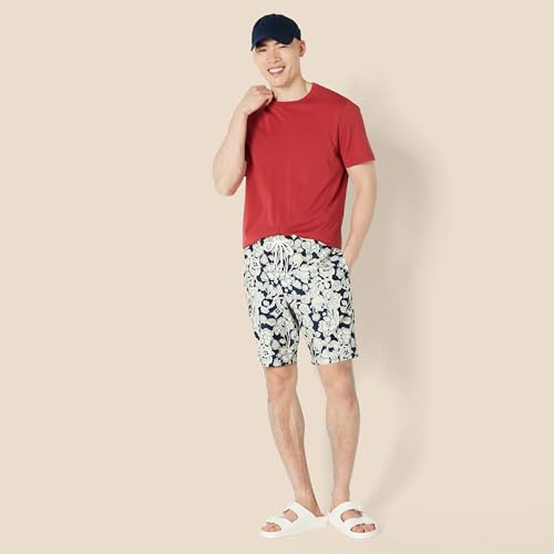 Amazon Essentials Men's 9" Swim Trunks with Mesh Lining, Pockets, Drawstring Closure, Navy Folk Floral, X-Small - Thumbnail 4