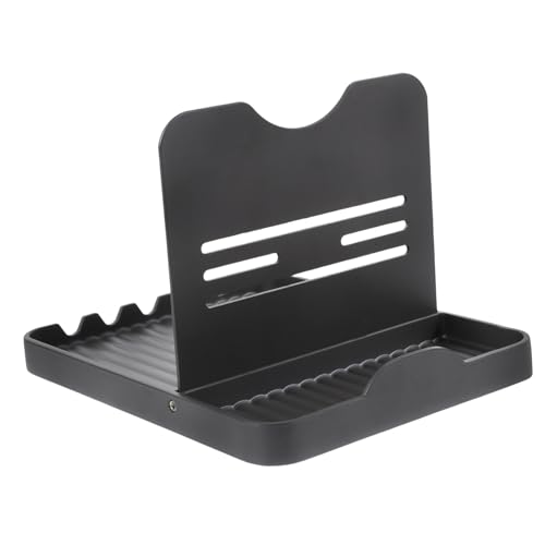 GRIRIW Pot Lid Organizer Desktop Spoon Rest Pan Cover Holder Kitchen Rack for Efficient Storage Stable Design for Pots Utensils for Compact Spaces Grey