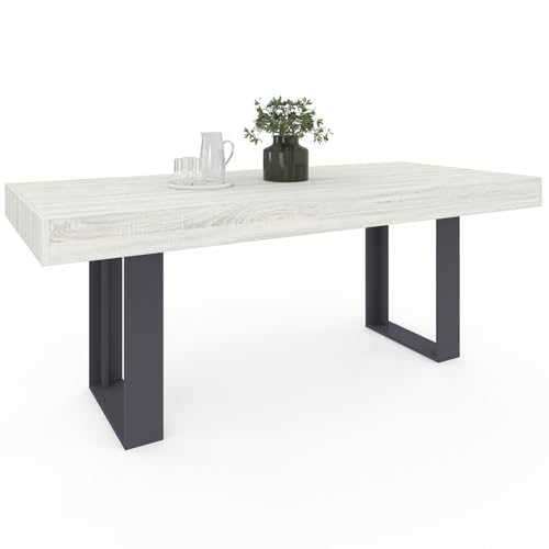 IDMarket - Rechteckiger Esstisch Phoenix 8 Personen Holz grau 200 cm