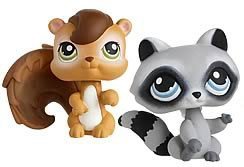 Hasbro Littlest Pet Shop Pet Pairs Figures Chipmunk & Raccoon