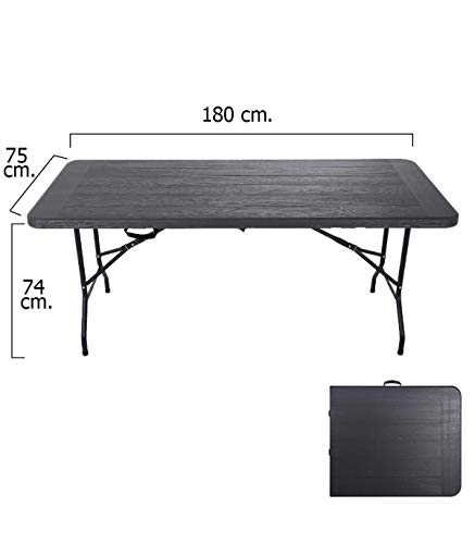 PAPILLON 8043806 Mesa Plegable Rectangular Gris Antracita 180 x 75 x 74 cm