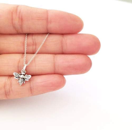 Sterling Silver Tiny Bee Charm Necklace, 16" - Image 2