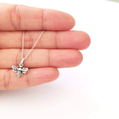 Bumble Bee Charm Sterling Silver Necklace 16" (tiny size)