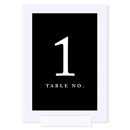 Andaz Press Framed Double-Sided Table Numbers 1-8, Black, 1-Set, 4x6-inch, Includes Frames