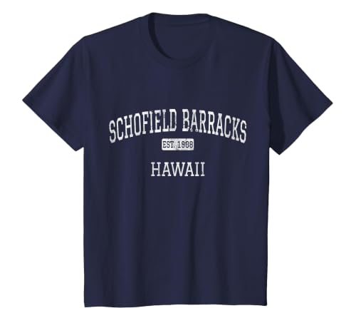 Schofield Barracks Hawaii HI Vintage T-Shirt, Youth, Navy Blue, Large