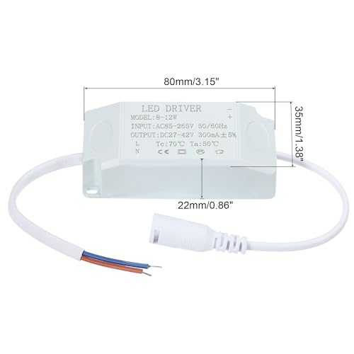 Image of PATIKIL 8-12W 300mA LED Driver, 3 Pack AC 85-265V Output 27-42V DC Female Connector Constant Current Rectifier Transformer External Power Supply