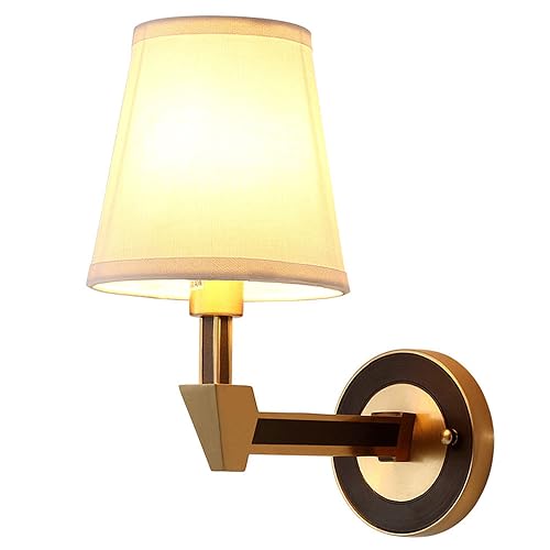 Lámpara de pared de cobre inoxidable y doble cabezal con pantalla de tela antirreflejos