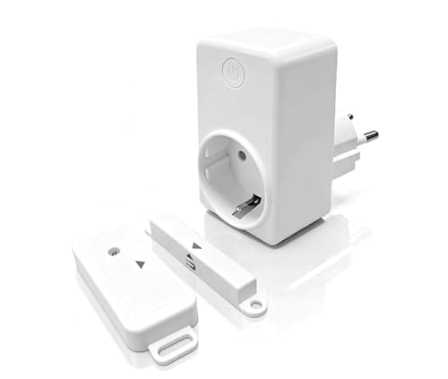 Fensterkontaktschalter mit Mini Fenster Sensor, Funk Abluftsteuerung für Dunstabzugshaube Kamin, Wireless Fensterschalter Funksteckdose für sicheres Heizen, Einfache Montage