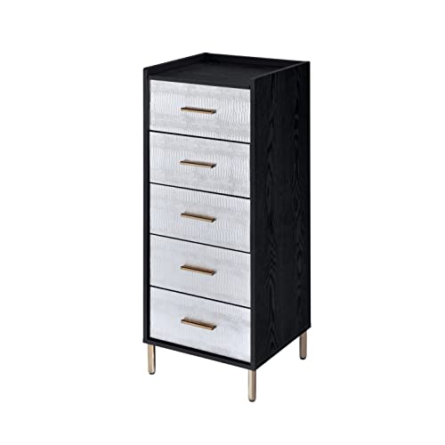 Yabey Myles Jewelry Armoire, Black, Silver & Gold Finish Ac01167 Length(Inch)17.00Width(Inch)16.00Height(Inch)45.00Weight(Pound)83.00 #TOP3