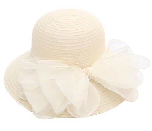Kentucky Organza Derby Hats for Women Church Tea Fascinator Wide Brim Sun Hat for Ladies