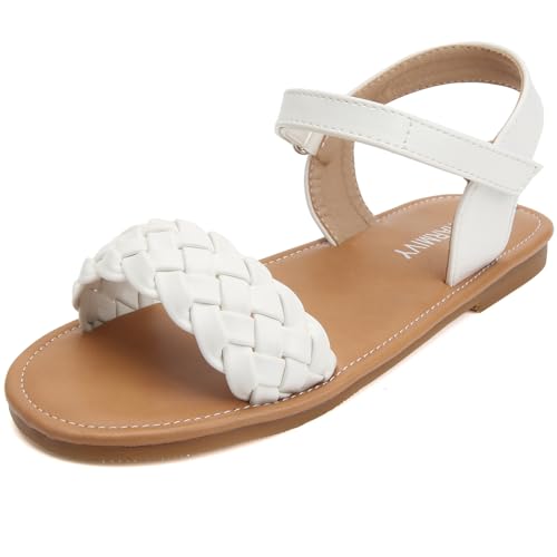 Charmivy Girls Sandals Braided Upper Flat Dress Sandals Round Open Toe Summer Shoes Little Kid/Big Kid