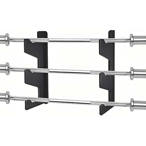 3 Bars Horizontal Olympic Barbell Holder Heavy-construction Wall Mount Holder Rack For Gym Home Fitness Steel Black With Safer Silicone Surface 220lbs Weight Capacity Hardware Included Cover