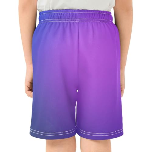 Abstract Blue Purple Gradient Boys Athletic Shorts Kids Basketball Shorts Gym Short for Summer S3