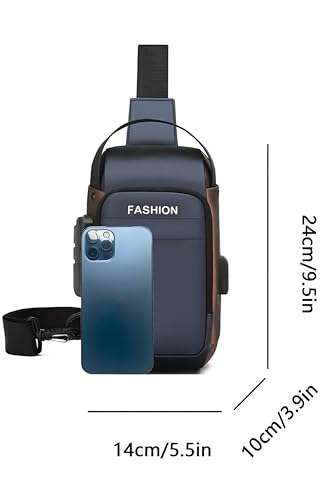 Image of Waterproof Polyester Slim Unisex Crossbody Sling Bag Chest Backpack Men's Shoulder Bag, Leisure Travel Handbag, Hard Shell Anti-Theft Chest Bag