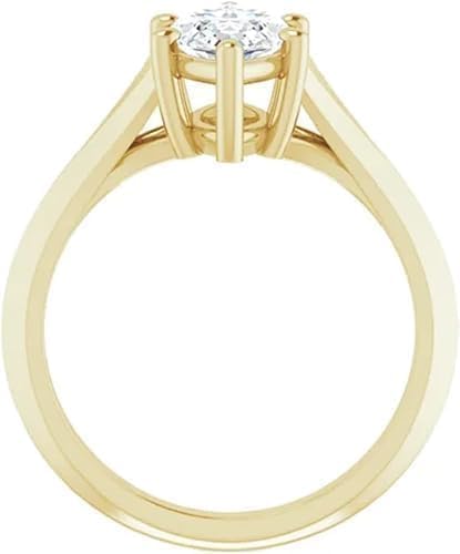 4Ct Marquise Cut Lab Created Diamond Solitaire Engagement Ring for Women, 14K Yellow Gold Finish