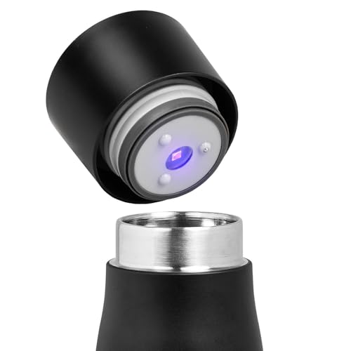 Generisch Selbstreinigende Trinkflasche mit smartem Deckel für Temperaturanzeige & Trinkerinnerung - aus hochwertigem Edelstahl (Schwarz)