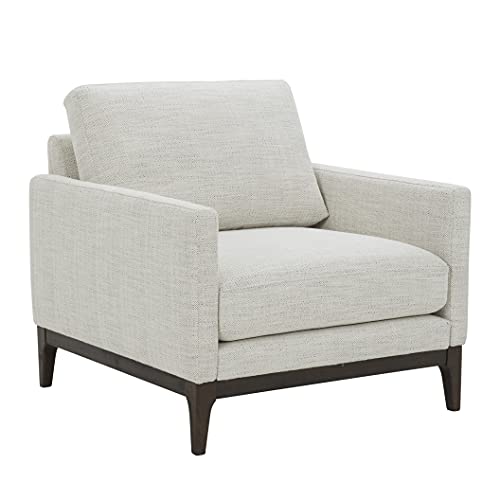 Amazon Brand Rivet Contemporary Living Room Accent Chair with Wood Base, 34.6"W, Ivory